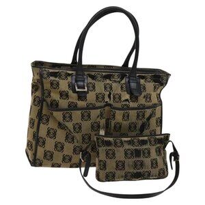 LOEWE Anagram Bag Canvas 2Set Navy Auth bs24508